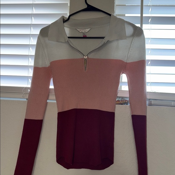 No Boundaries Tops - No Boundaries Pink Color Block 3/4 zipper top